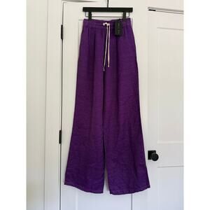 $165 New Les Tien Women’s Purple Cotton Track Pant - Small